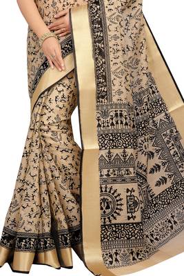 CLASSICATE from the house of The Chennai Silks Beige Printed Bollywood Pure Cotton Saree With Running Blouse 3