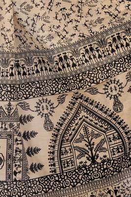 CLASSICATE from the house of The Chennai Silks Beige Printed Bollywood Pure Cotton Saree With Running Blouse 5