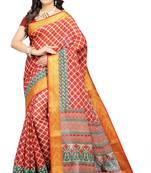 CLASSICATE from the house of The Chennai Silks Maroon Printed Bollywood Pure Cotton Saree With Running Blouse