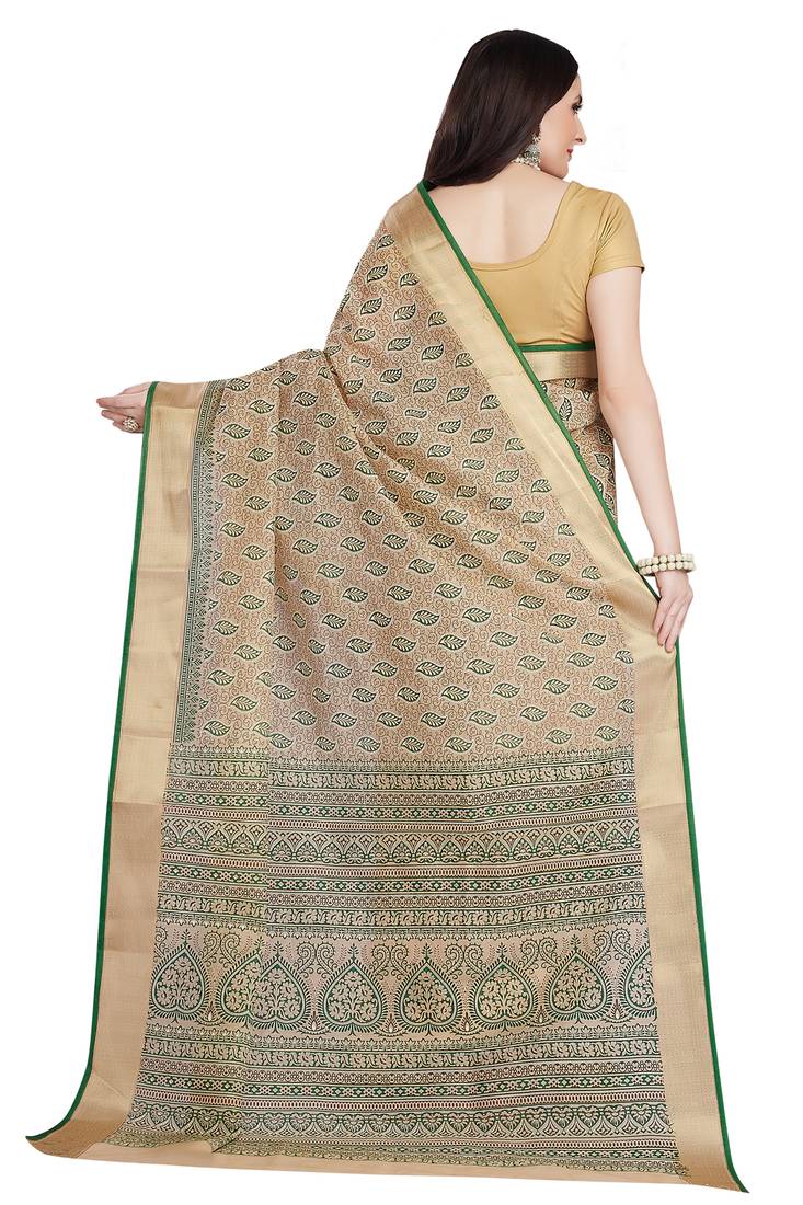 CLASSICATE from the house of The Chennai Silks Beige Printed Gadwal Pure Cotton Saree With Running Blouse