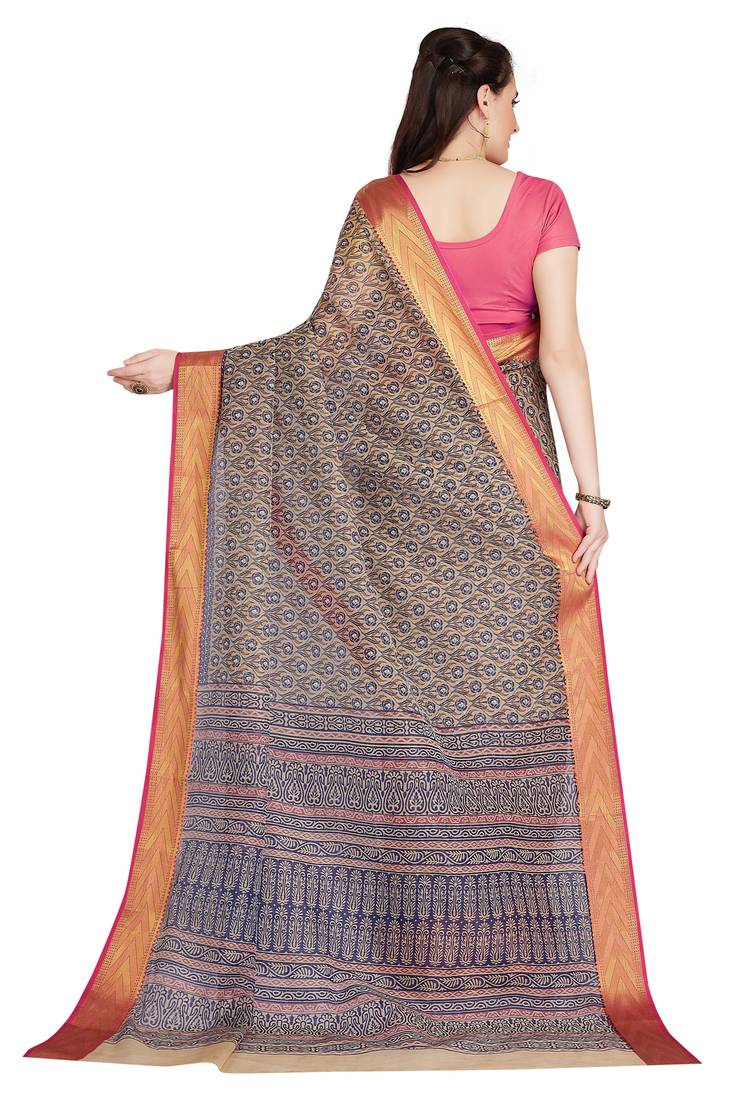 CLASSICATE from the house of The Chennai Silks Beige Printed Gadwal Pure cotton Saree With Running Blouse