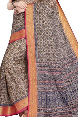 CLASSICATE from the house of The Chennai Silks Beige Printed Gadwal Pure cotton Saree With Running Blouse 3