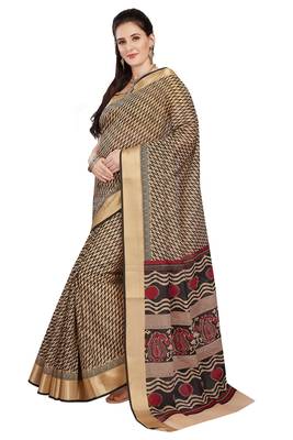CLASSICATE from the house of The Chennai Silks Beige Printed Daily Wear Gadwal Pure cotton Saree With Running Blouse 1