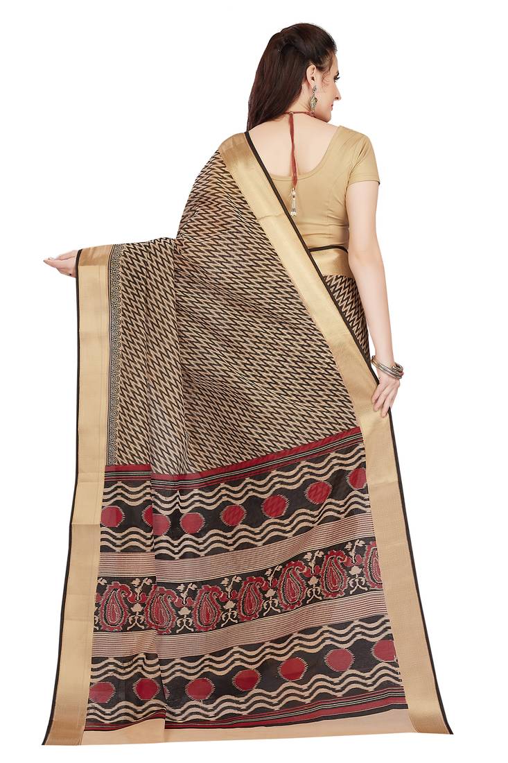 CLASSICATE from the house of The Chennai Silks Beige Printed Daily Wear Gadwal Pure cotton Saree With Running Blouse