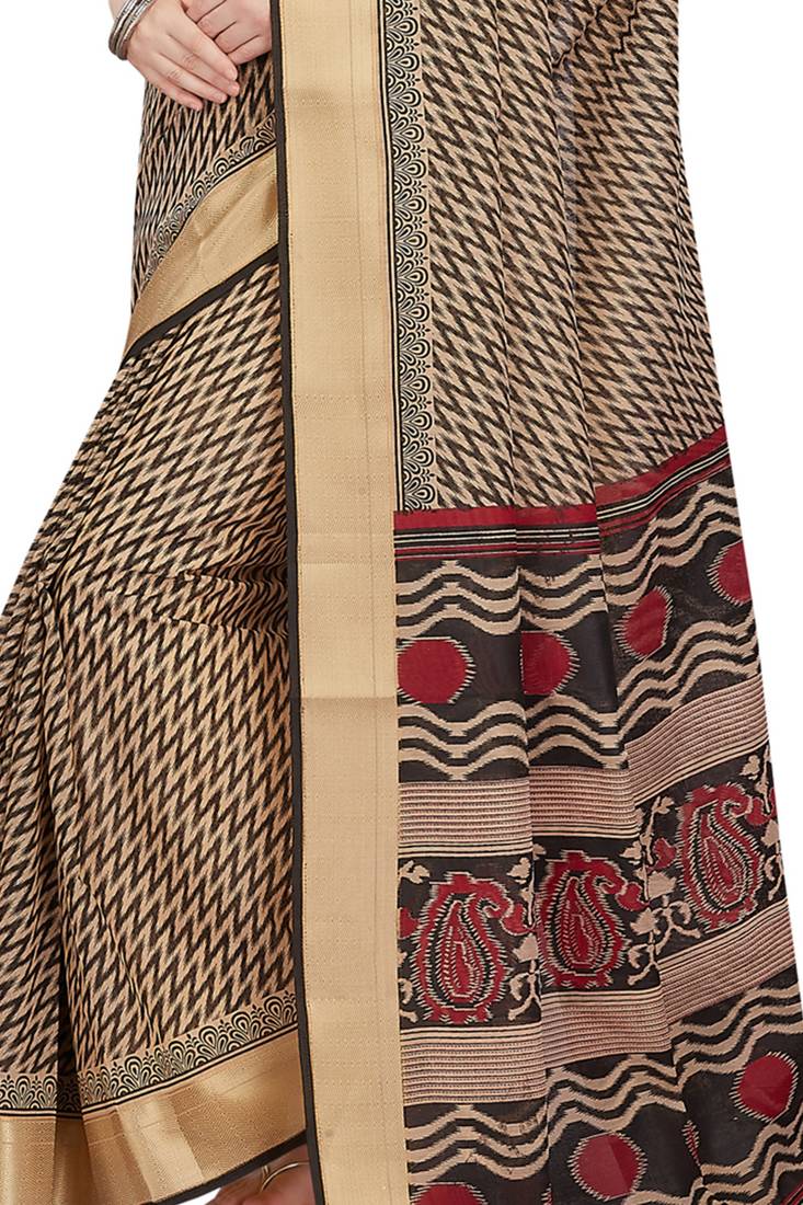 CLASSICATE from the house of The Chennai Silks Beige Printed Daily Wear Gadwal Pure cotton Saree With Running Blouse