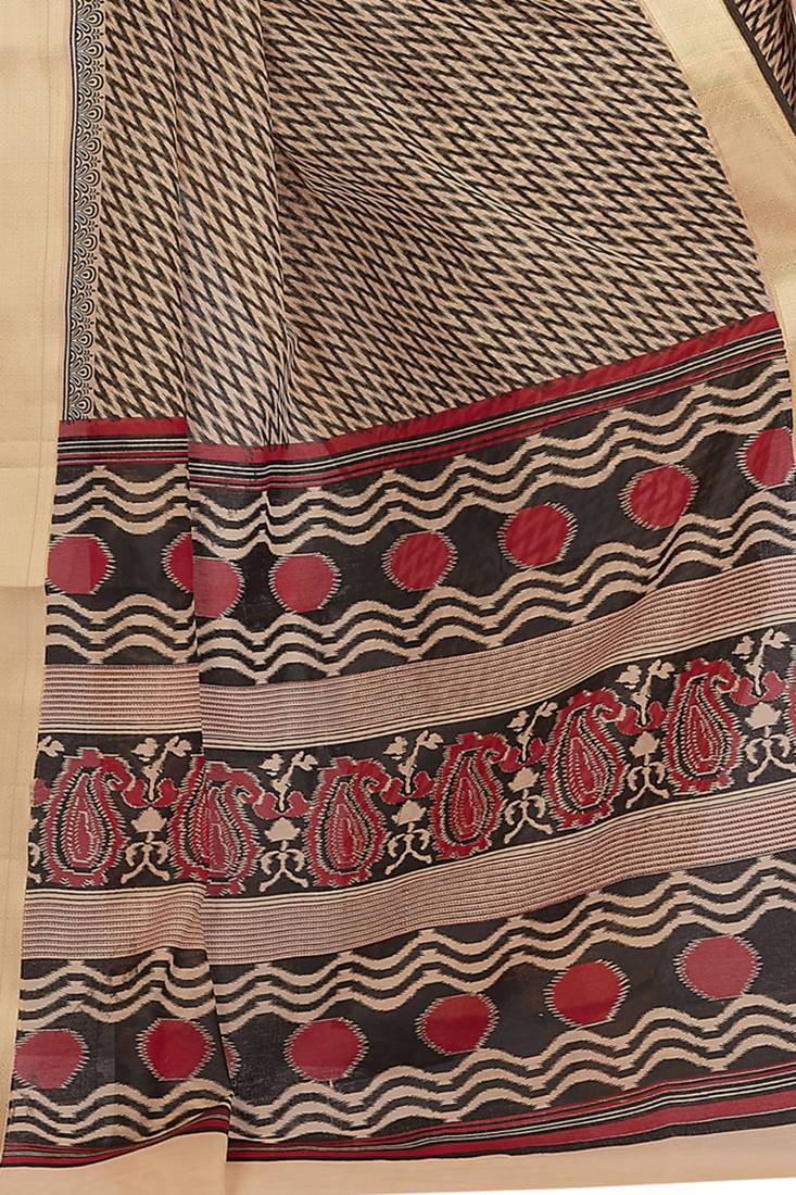 CLASSICATE from the house of The Chennai Silks Beige Printed Daily Wear Gadwal Pure cotton Saree With Running Blouse