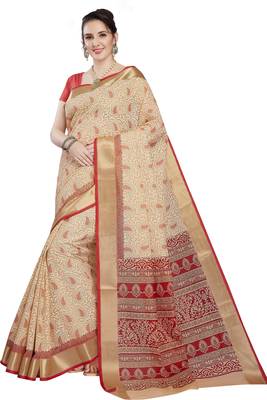 CLASSICATE from the house of The Chennai Silks Beige Printed Gadwal Pure Cotton Saree With Running Blouse 1