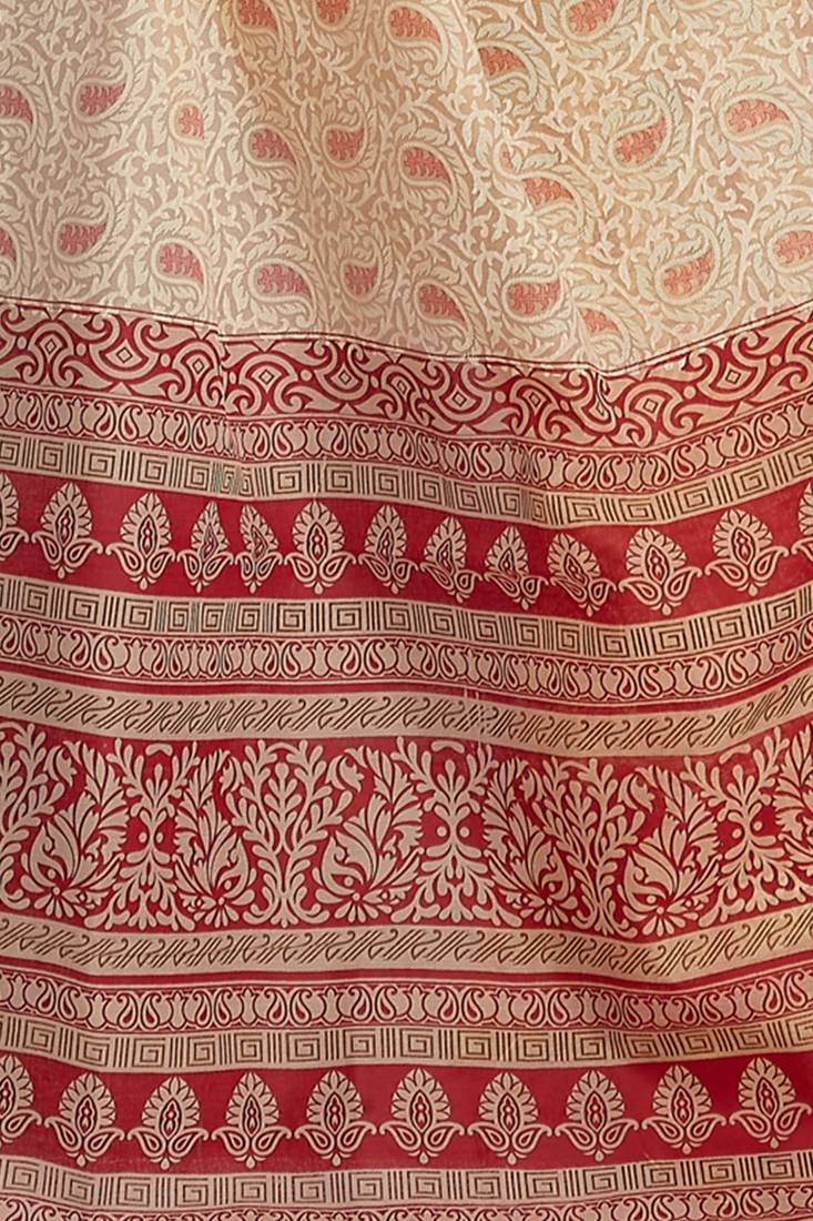 CLASSICATE from the house of The Chennai Silks Beige Printed Gadwal Pure Cotton Saree With Running Blouse