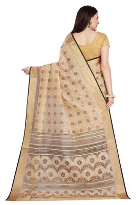 CLASSICATE from the house of The Chennai Silks Beige Printed Gadwal Pure cotton Saree With Running Blouse 2