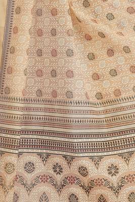 CLASSICATE from the house of The Chennai Silks Beige Printed Gadwal Pure cotton Saree With Running Blouse 5