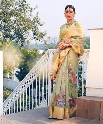 Multicolour Organza Saree With Blouse 3