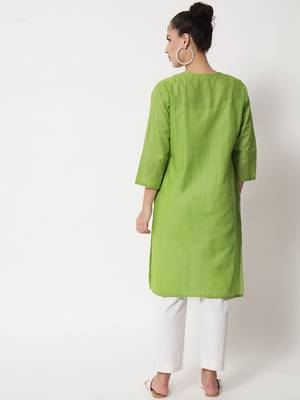 Green embroidered cotton chikankari-kurtis 3