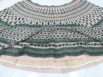 Chiku and Dark-green Dori, Sequins Embroidered georgette semi stitched Party wear lehenga choli 4