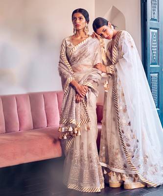 Ivory Organza Saree With Blouse 3
