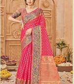 Rani Pink Silk Weaving Jacquard Designer Saree
