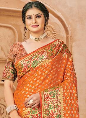 Mustard Silk Weaving Jacquard Designer Saree 2