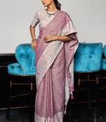 Onion Pink Linen Designer Saree For Women's