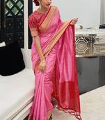 Pink Silk Weaving Jacquard Designer Saree