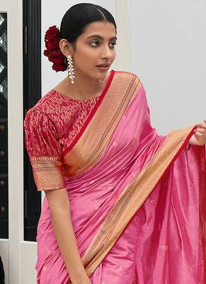 Pink Silk Weaving Jacquard Designer Saree 2