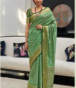 Green Silk Weaving Jacquard Designer Saree