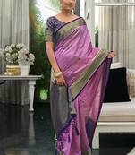 Onion Pink Silk Weaving Jacquard Designer Saree