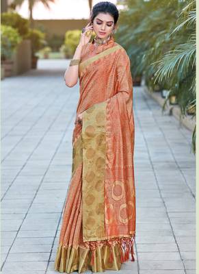Red Organza Weaving Designer Saree 1