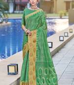 Green Organza Weaving Designer Saree