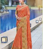 Orange Organza Weaving Designer Saree