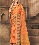 Orange Organza Weaving Designer Saree