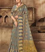 Grey Organza Weaving Designer Saree