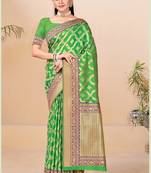 Green Banarasi Silk Weaving Jacquard Designer Saree