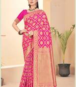 Pink Banarasi Silk Weaving Jacquard Designer Saree