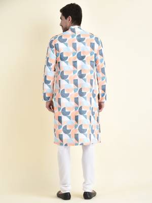 Tabard Orange plain cotton kurta-pajama 4