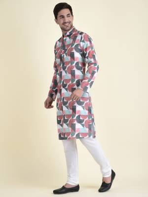 Tabard Maroon plain cotton kurta-pajama 2