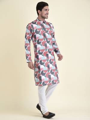 Tabard Maroon plain cotton kurta-pajama 3