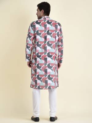 Tabard Maroon plain cotton kurta-pajama 4