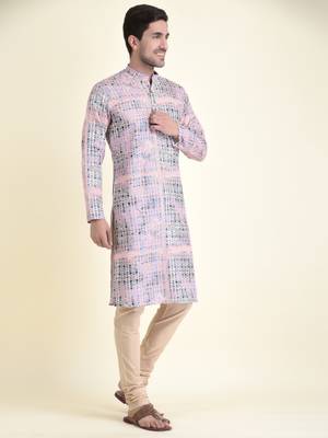 Tabard Pink plain cotton kurta-pajama 3