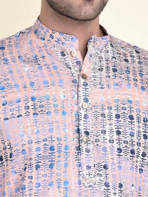 Tabard Pink plain cotton kurta-pajama 5