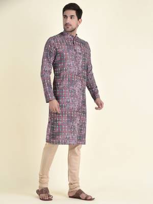 Tabard Maroon plain cotton kurta-pajama 3