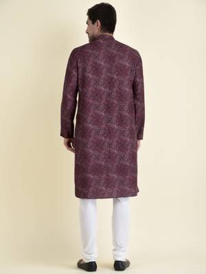 Tabard Purple plain cotton kurta-pajama 4
