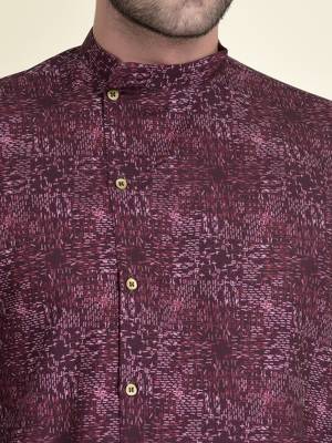 Tabard Purple plain cotton kurta-pajama 5