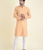 Tabard Yellow plain cotton kurta-pajama