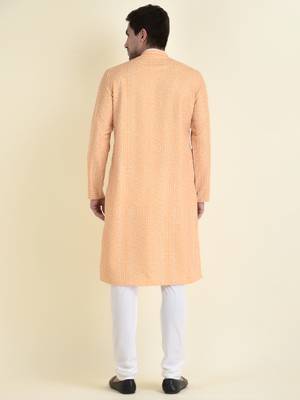 Tabard Yellow plain cotton kurta-pajama 4