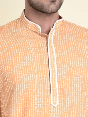 Tabard Yellow plain cotton kurta-pajama 5