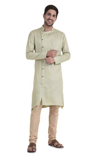 Tabard Grey plain cotton kurta-pajama