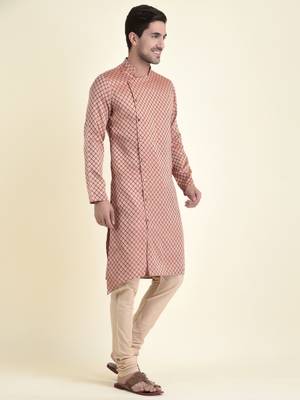 Tabard Maroon plain cotton kurta-pajama 3