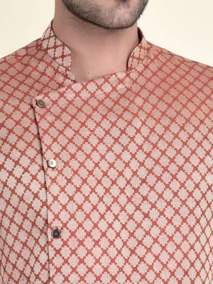 Tabard Maroon plain cotton kurta-pajama 5
