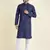 Tabard Blue plain cotton kurta-pajama