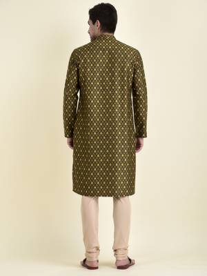 Tabard Yellow plain cotton kurta-pajama 4