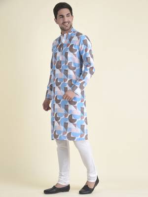 Tabard Blue plain cotton men-kurtas 2